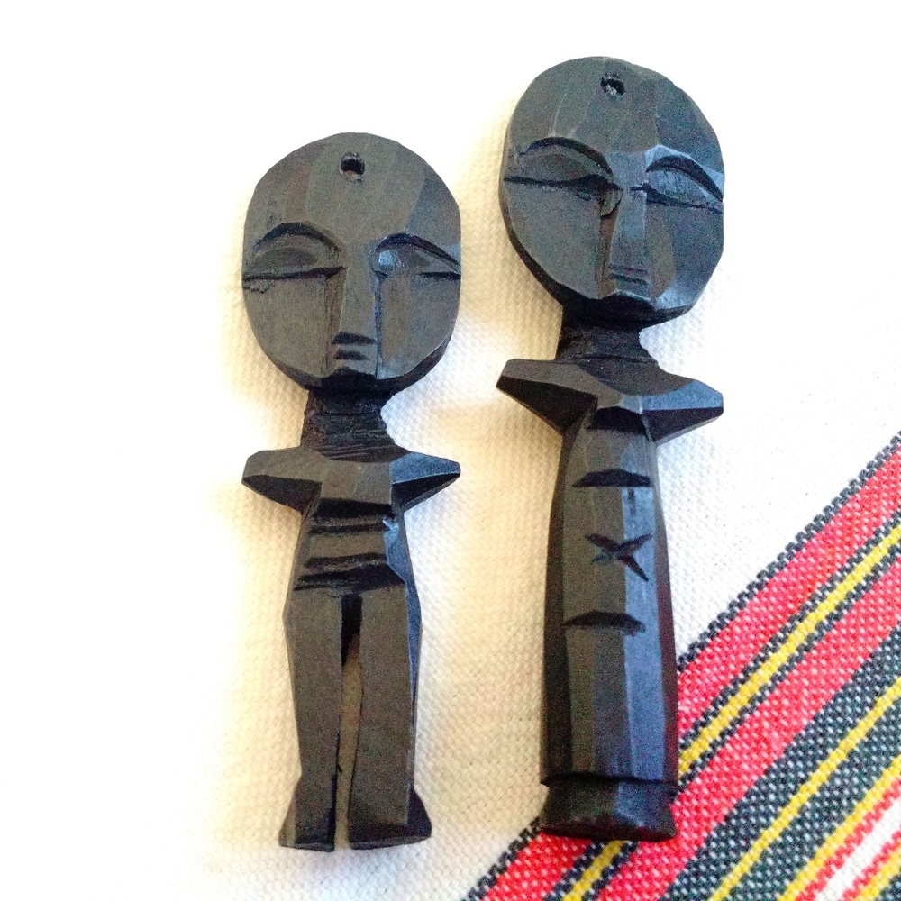 KENYA Ashante Ebony Vintage Wood Doll Pendent - Picture 1 of 8